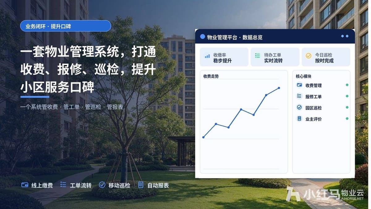 一套物业管理系统，打通收费、报修、巡检，提升小区服务口碑
