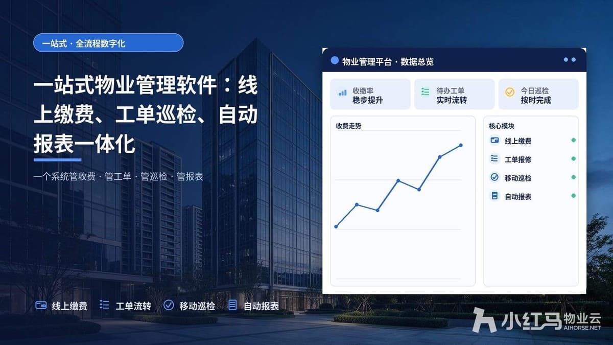 一站式物业管理软件：线上缴费、工单巡检、自动报表一体化