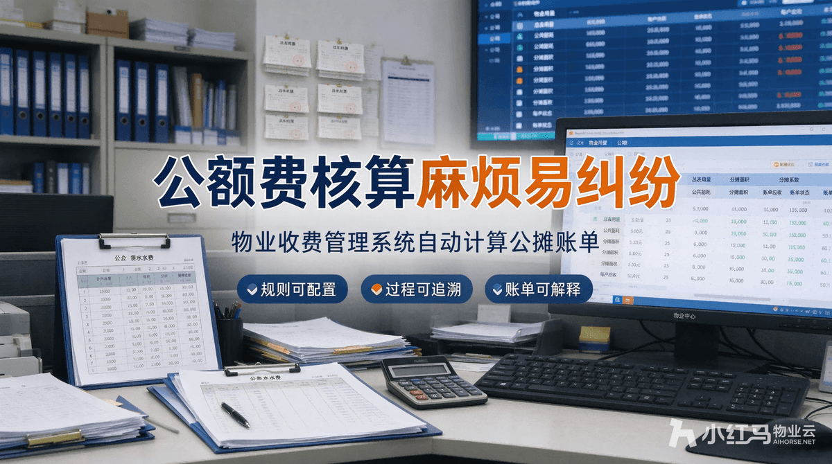 公摊费核算麻烦易纠纷，物业收费管理系统自动计算公摊账单
