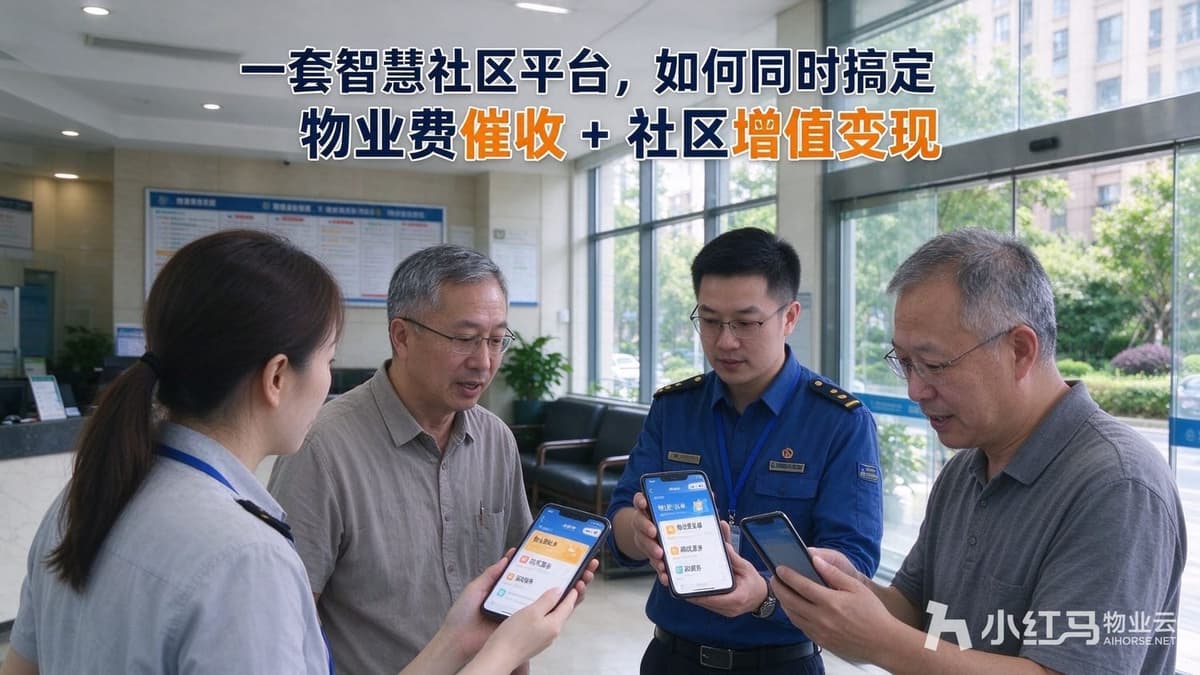 一套智慧社区平台，如何同时搞定物业费催收 + 社区增值变现