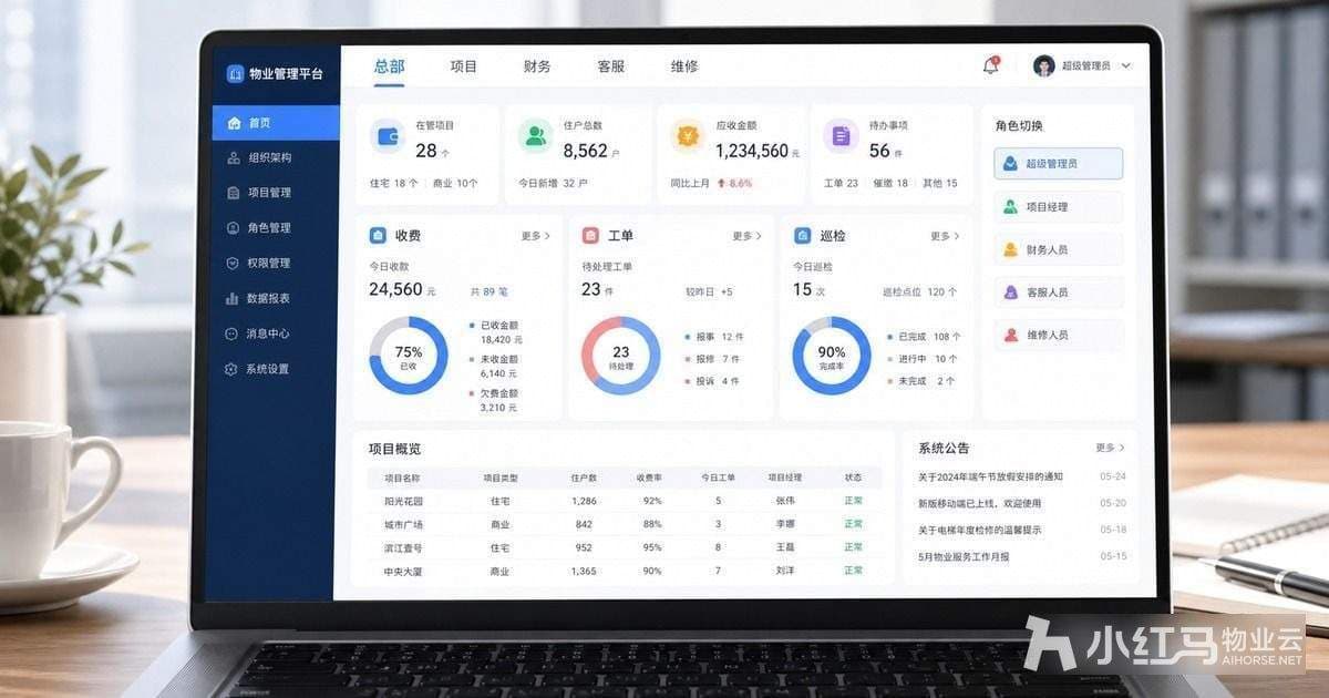多项目物业管理系统界面