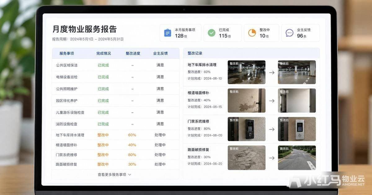 物业月度服务报告与整改记录