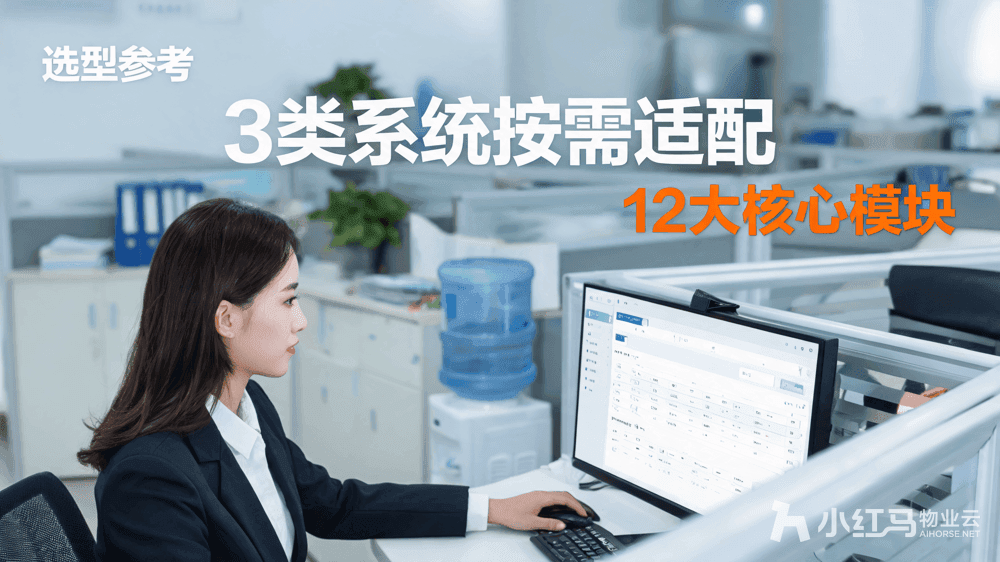 物业客服在电脑上查看物业系统