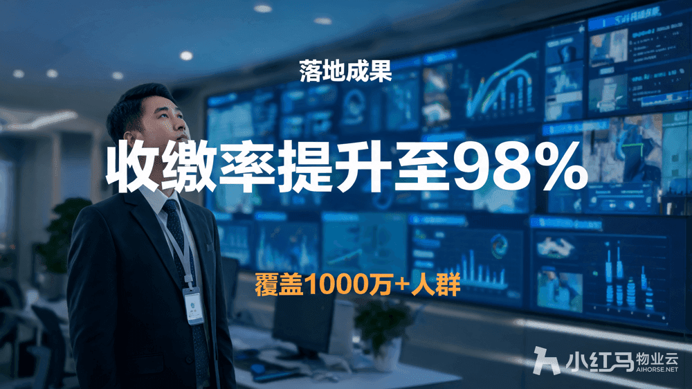 物业经理查看大屏上的运营数据