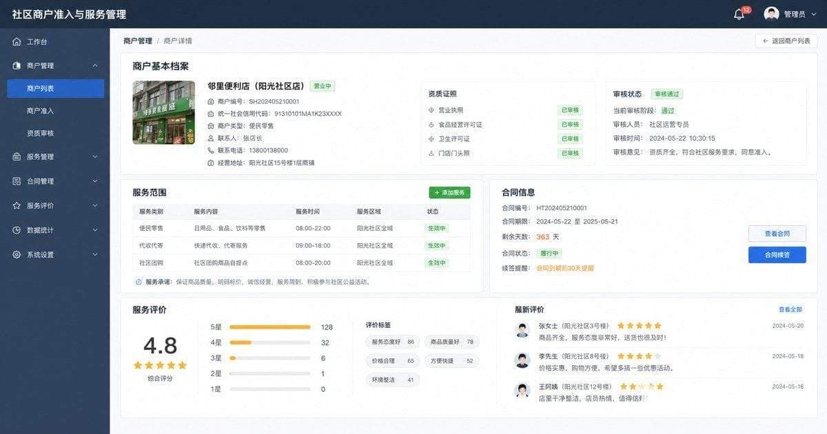 社区商户准入与服务管理