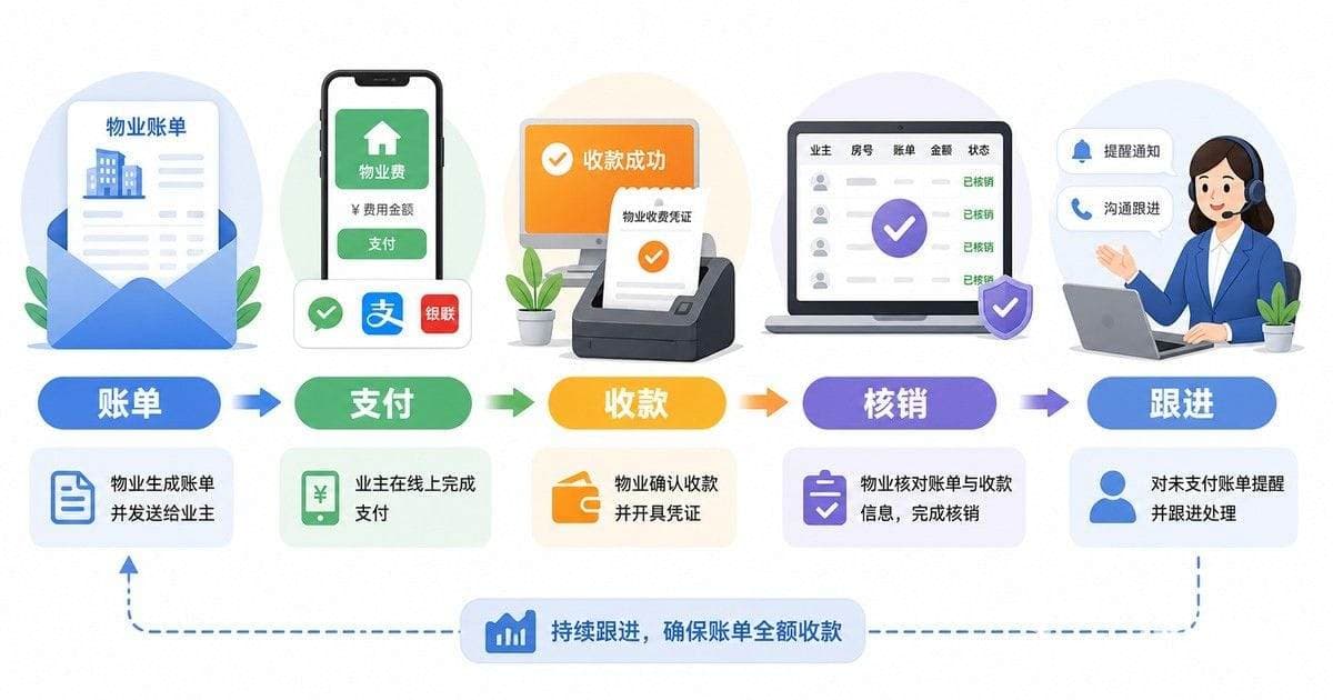 物业收费系统线上线下收款核销流程
