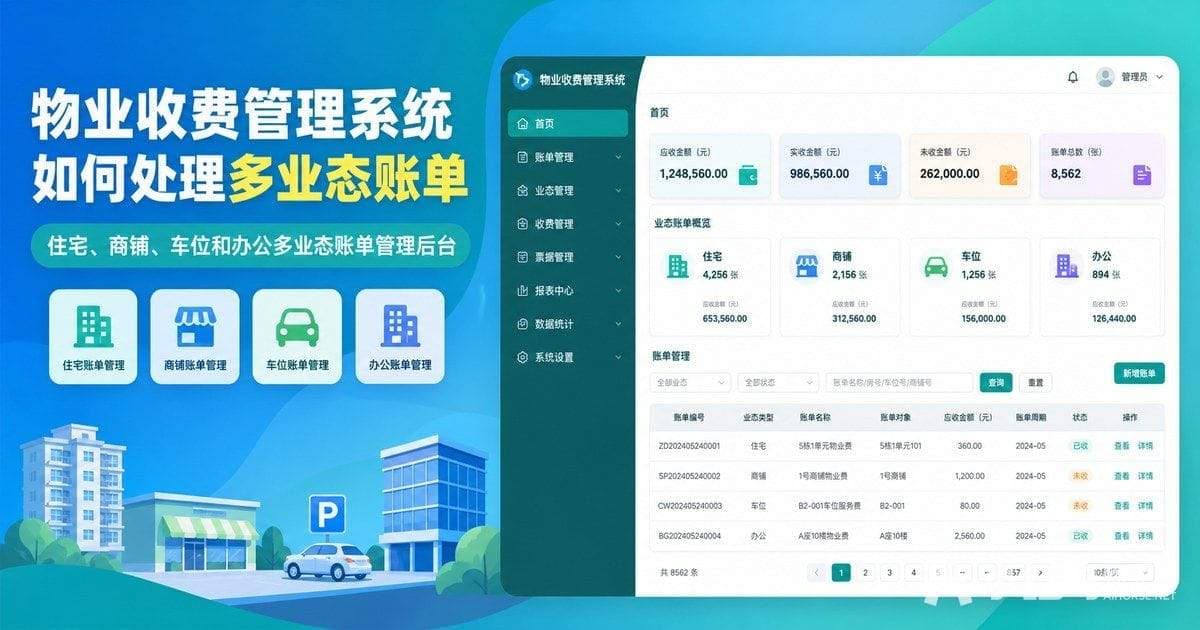 物业收费管理系统如何处理多业态账单:计费、核销与报表