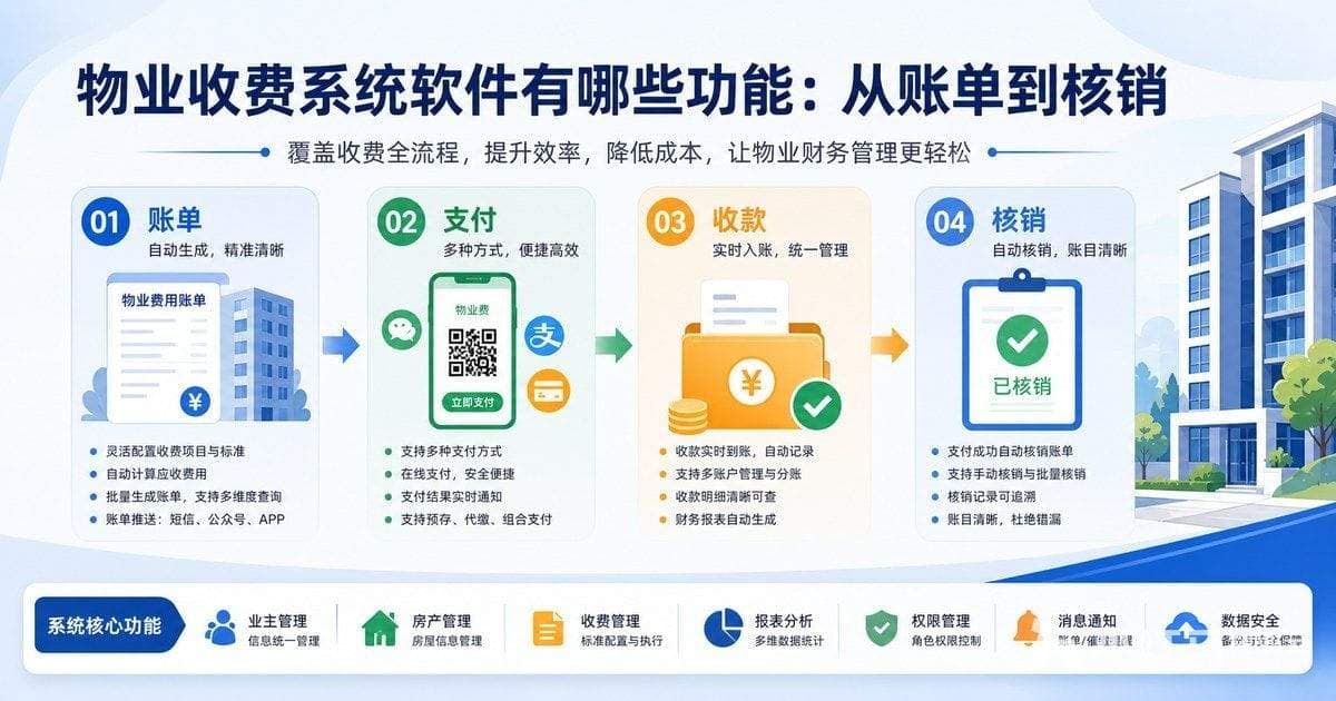 物业收费系统软件有哪些功能:从账单到核销