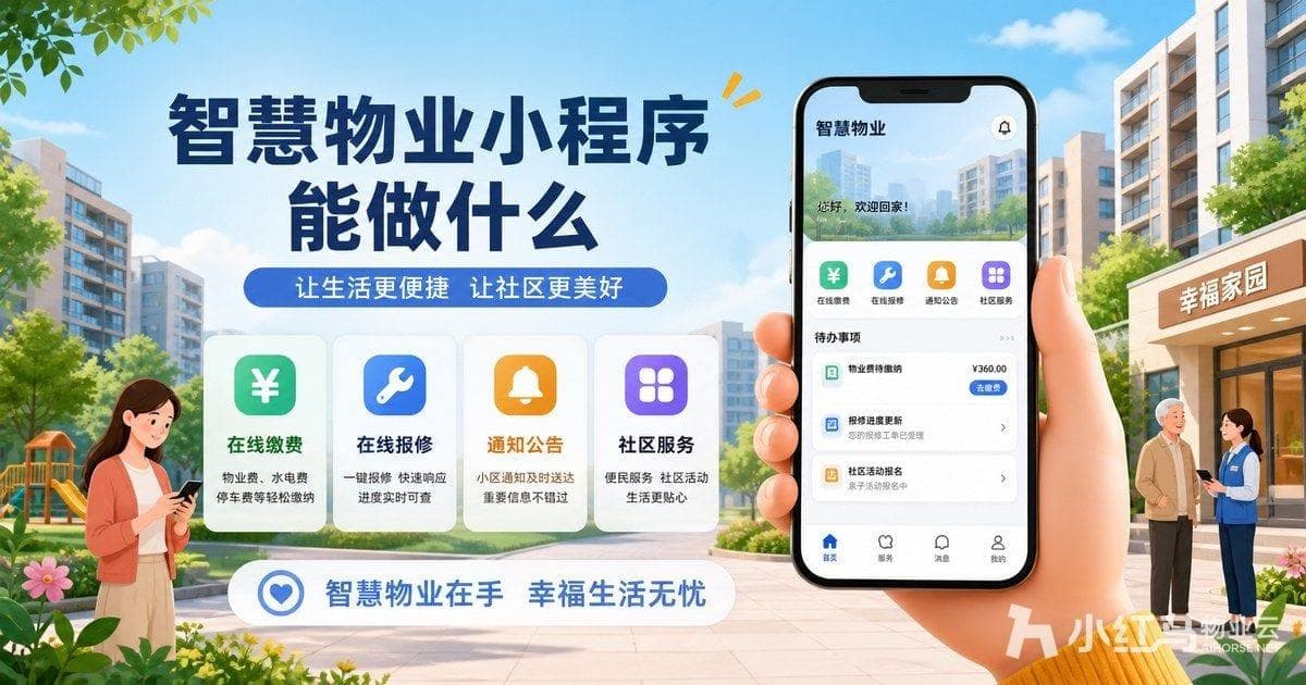 智慧物业小程序能做什么:缴费、报修、通知与增值服务