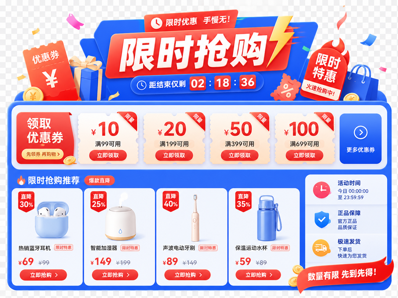 营销中心 - 优惠券限时抢购